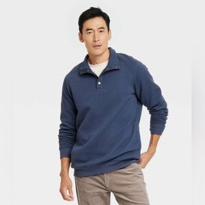 Goodfellow & Co Men's Blue Crewneck Teal Bottons Sweater .